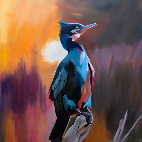 Cormorant — Between Light and Shadow by Mark Dingemanse, Painting for Sale on Select