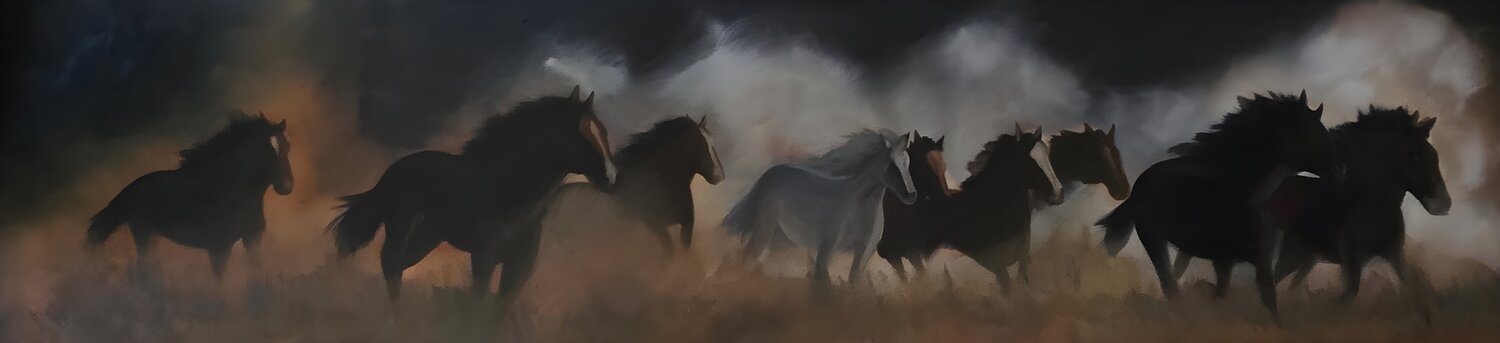 Wild Mustangs Mark Dingemanse Original painting for sale