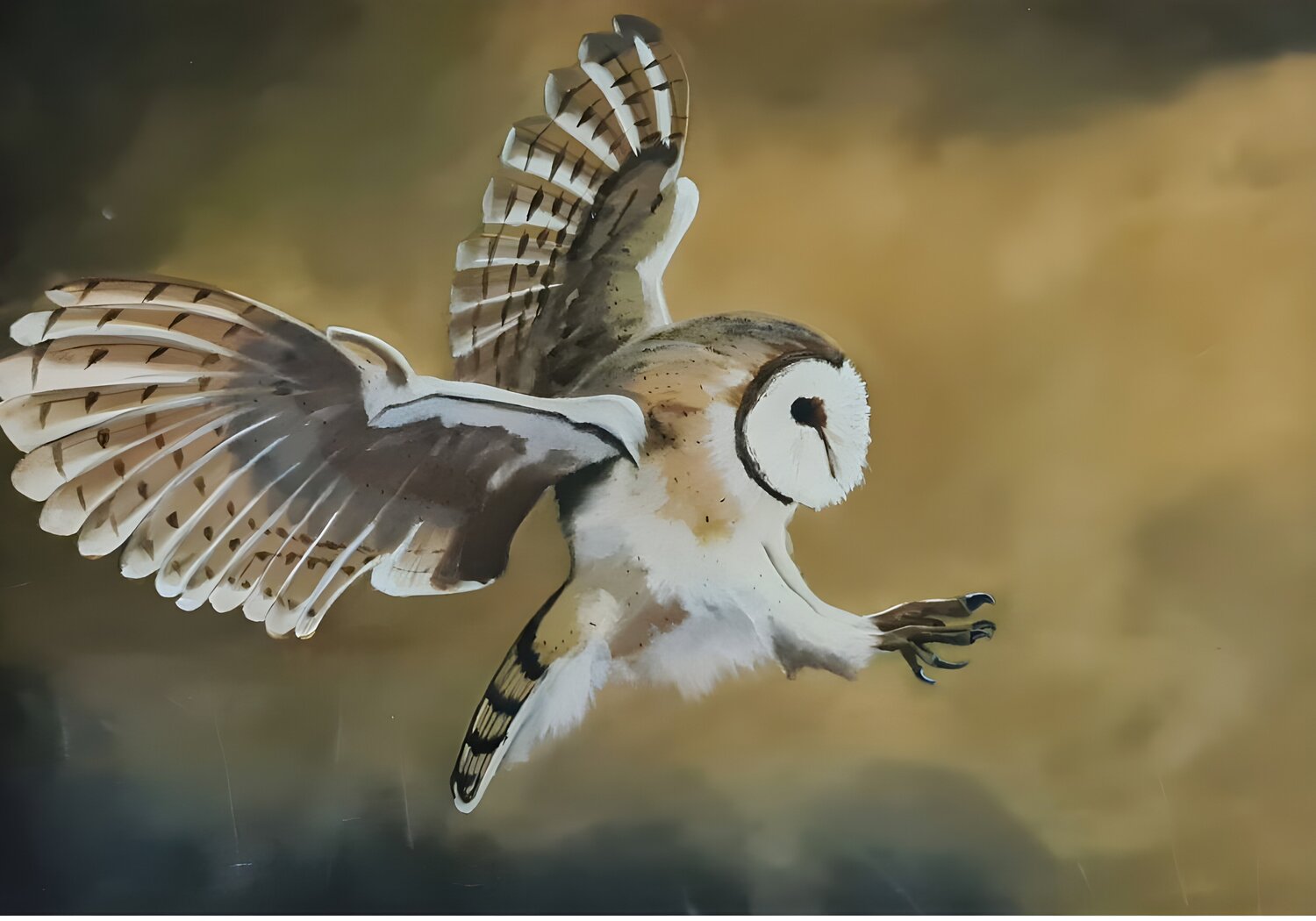 Owl on the Prowl Mark Dingemanse Original painting for sale