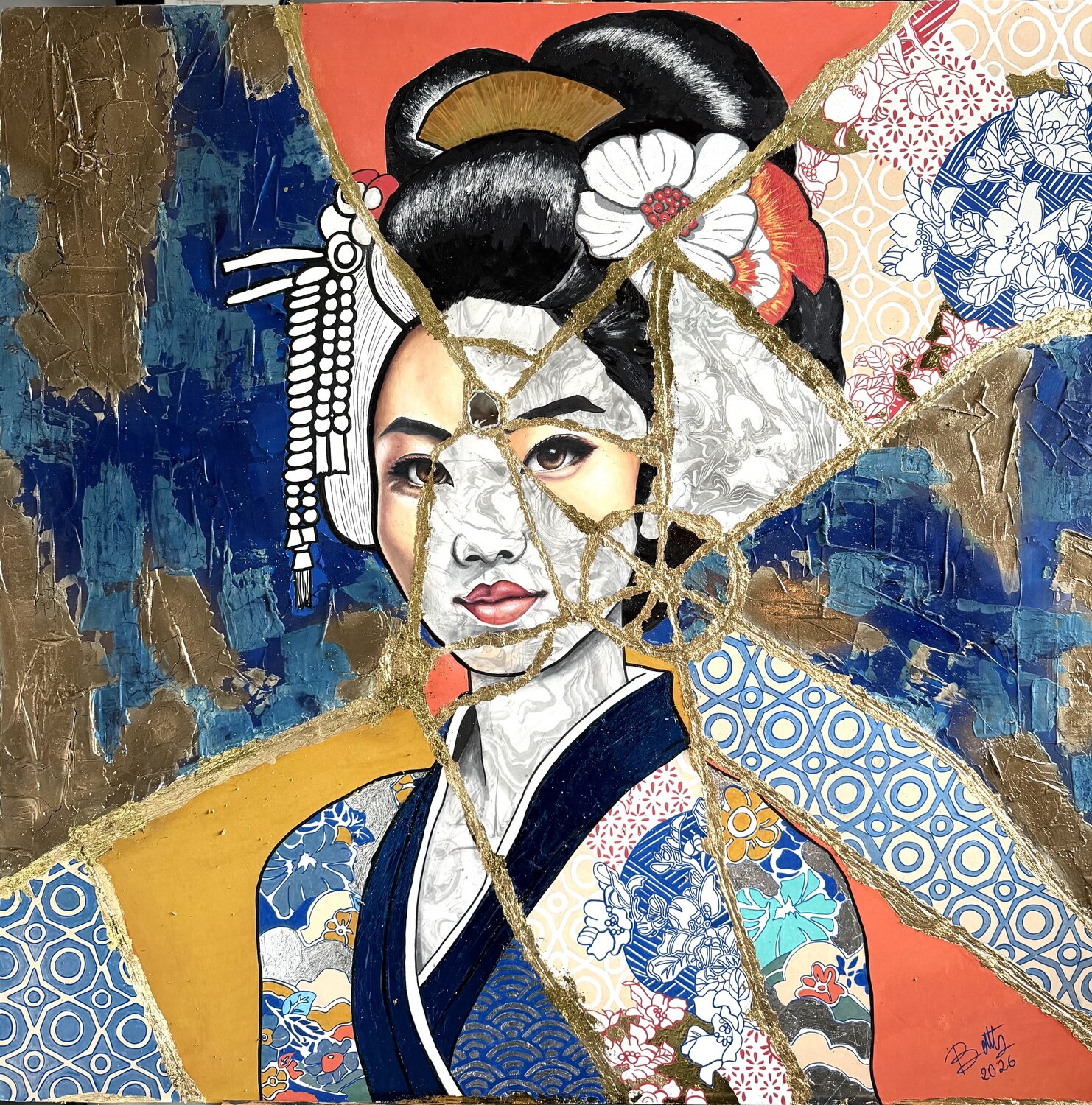 “Geisha 01- Inner frequency” Elisabetta Zini Originalgemälde zu verkaufen