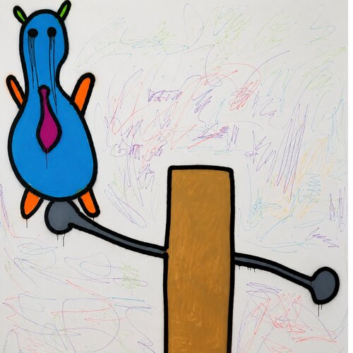 I am playing by myself on the swing of life. by Michal Ozana, Painting for Sale on Select