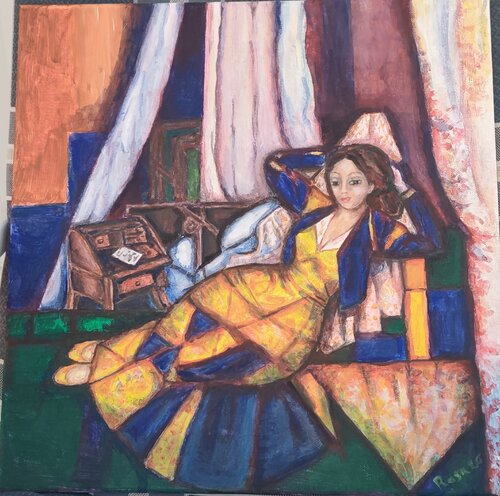 La pausa dorada by Rosa Sebastia, Painting for Sale on Select
