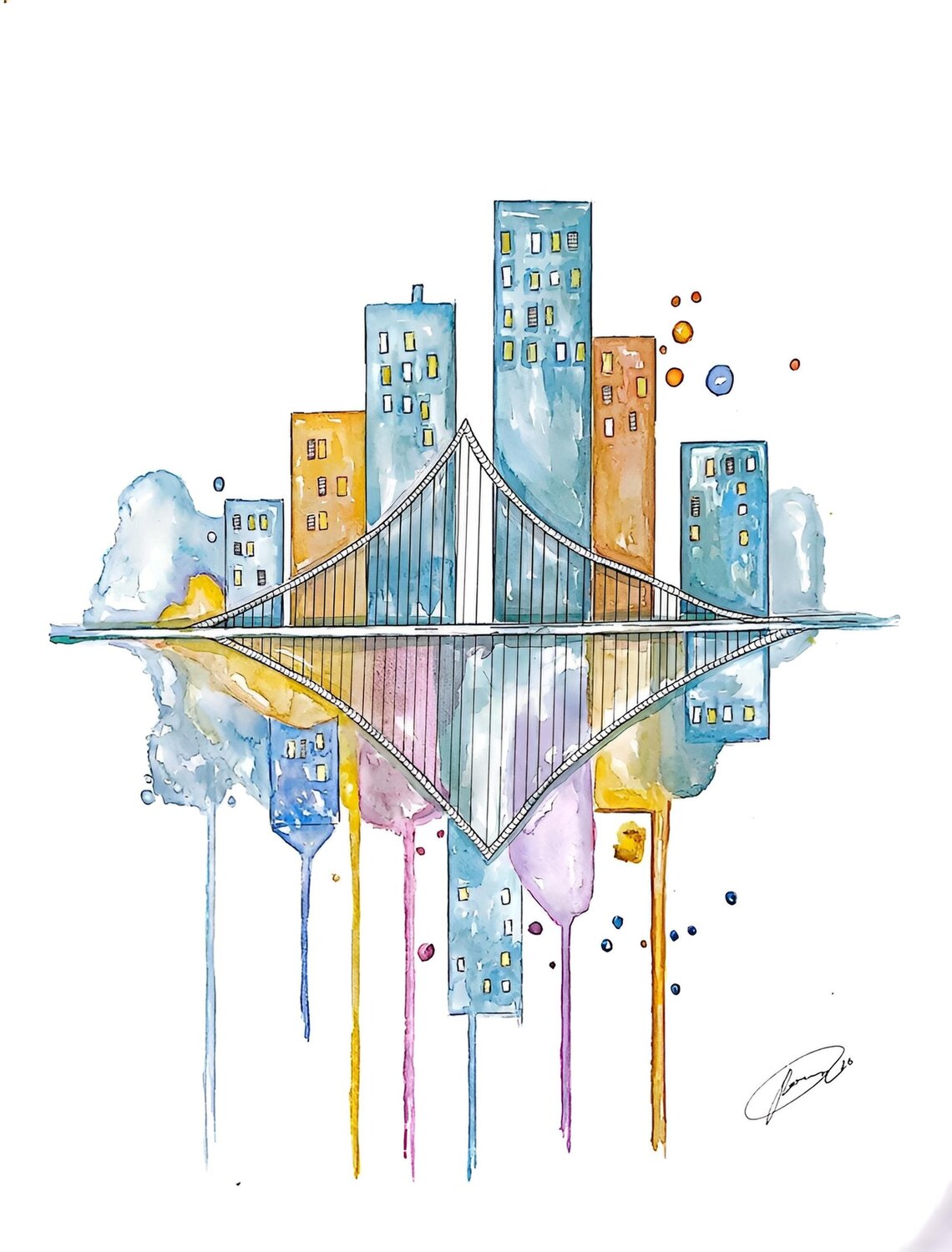 Metrópolis Líquida Rosa Sebastia Original painting for sale