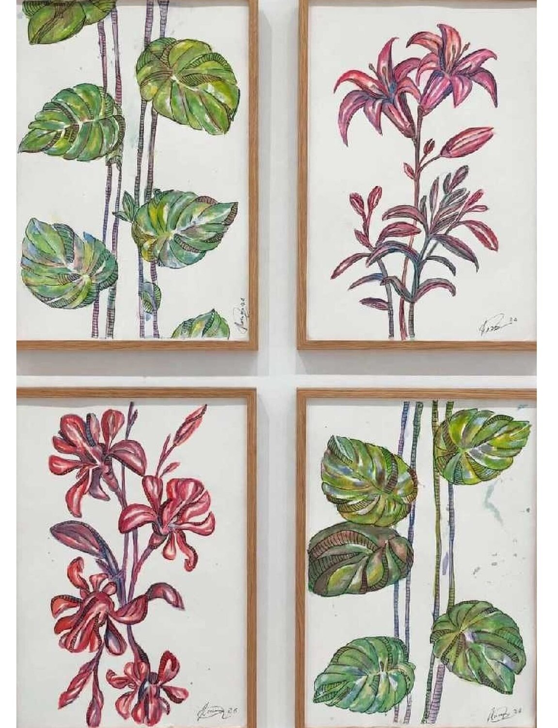 Estructuras Botánicas: Contrapunto (Cuadríptico) Rosa Sebastia Original painting for sale