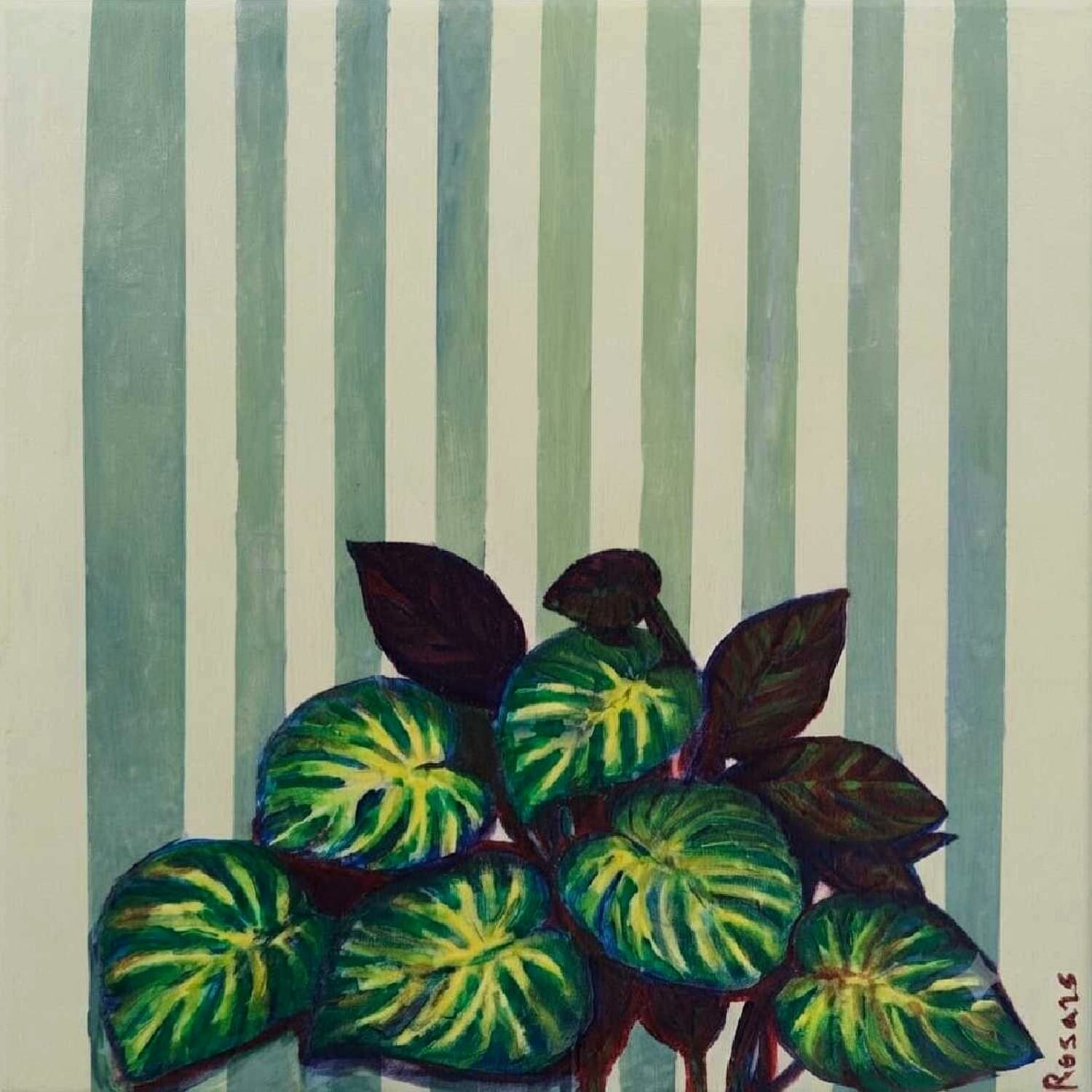 Sinfonía vegetal IEstructura Botánica XVI - Begonia Rex Rosa Sebastia Original painting for sale