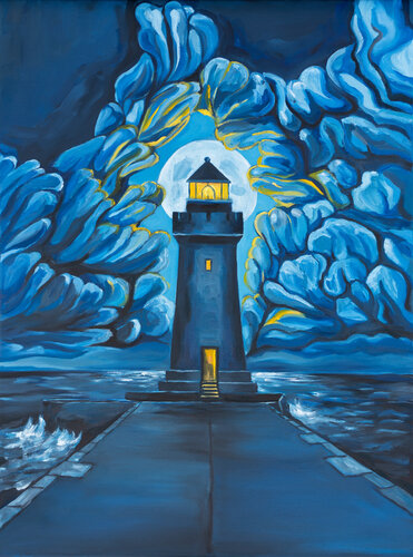 GUERNSEY | CASTLE BREAKWATER LIGHTHOUSE by Natasha K. He, Painting for Sale on Select