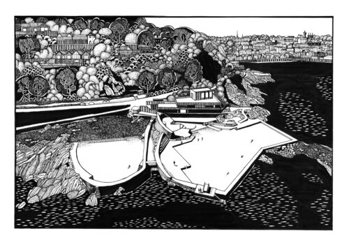 GUERNSEY | LA VALLETTE BATHING POOLS by Natasha K. He, Drawing for Sale on Select