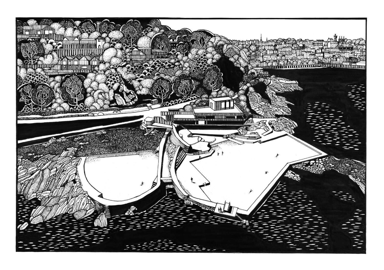 GUERNSEY | LA VALLETTE BATHING POOLS Natasha K. He Drawing for sale