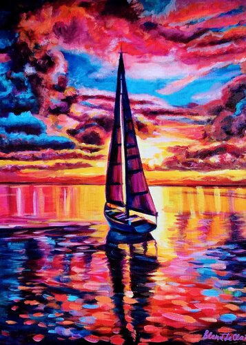 Sail Into The Light by ELENA LE CLAIRE, Painting for Sale on Select