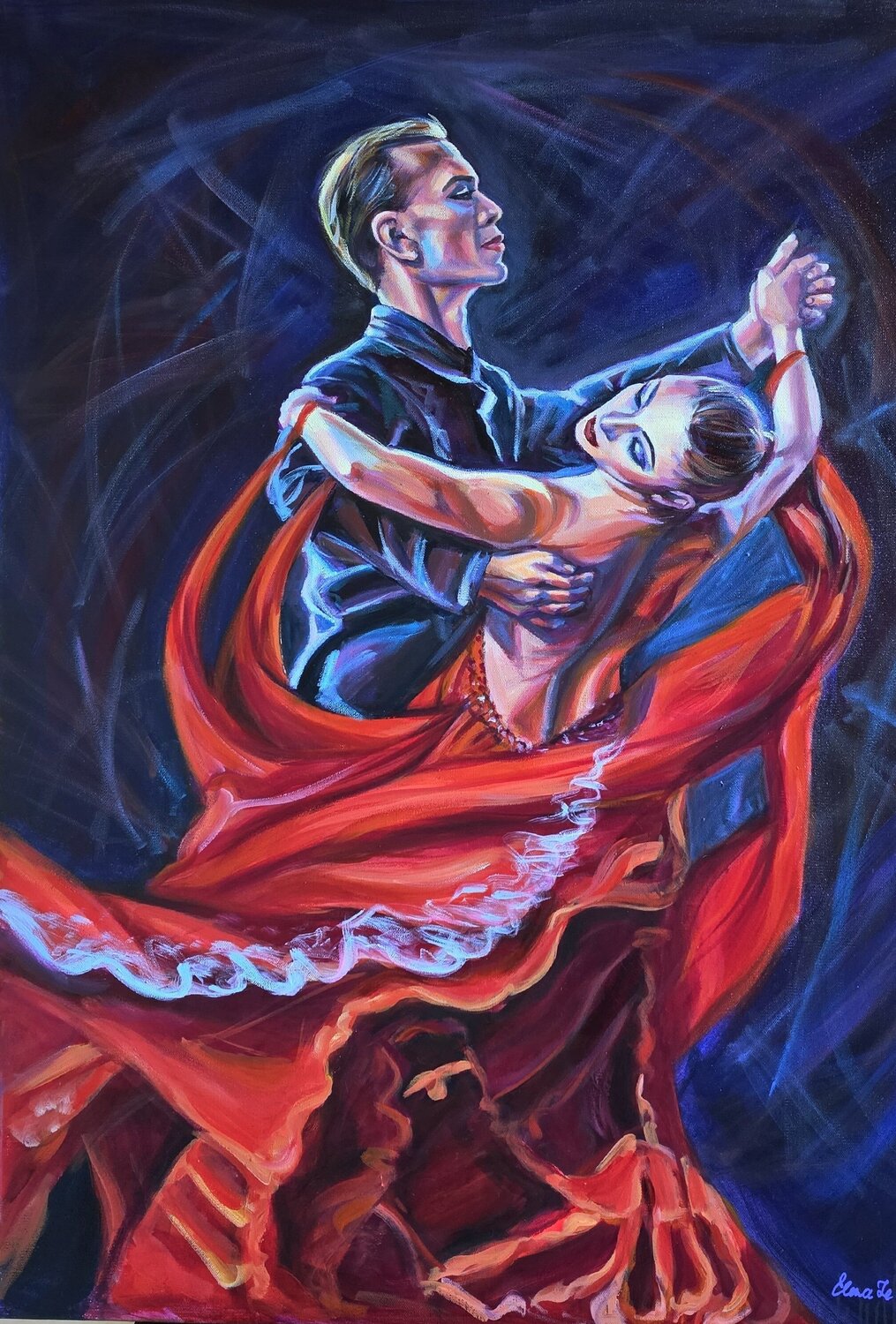 Dancing With The Fire ELENA LE CLAIRE Originalgemälde zu verkaufen