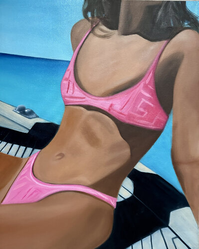Pink on a Yacht by Alina Timoshenko, Painting for Sale on Select