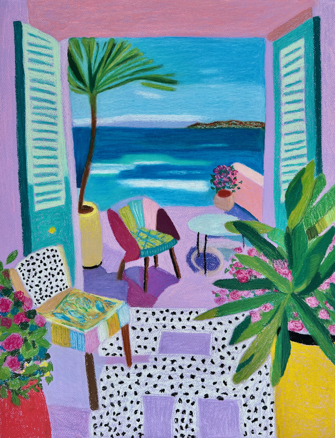 Terrace with Sea View Alina Timoshenko Drawing for sale