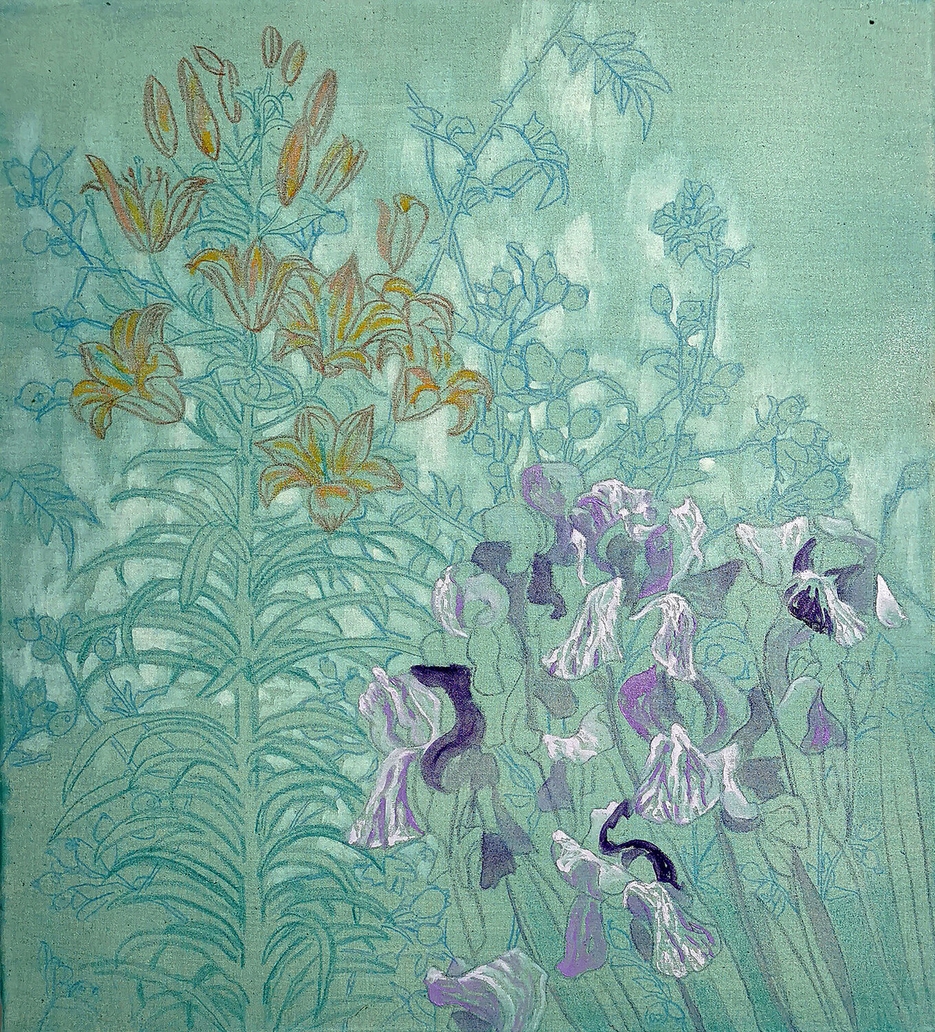 Alba e Rosa Canina Elisa Zadi Original painting for sale
