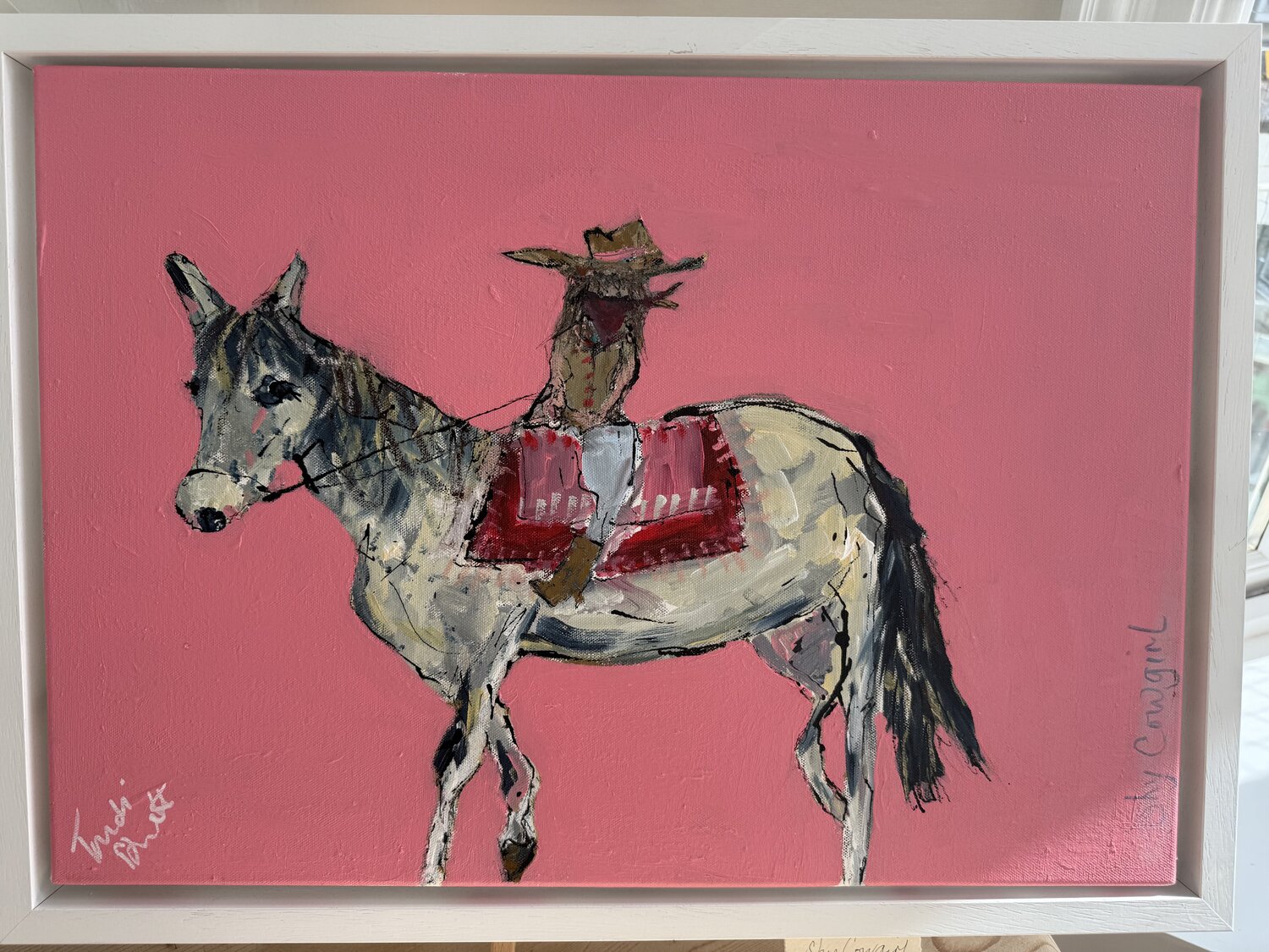 Shy Cowgirl Trudi Drewett Original painting for sale