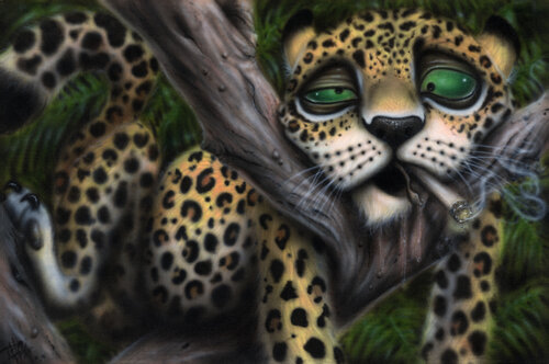 Smoking Jaguar by Tim Randall, Painting for Sale on Select