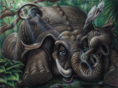 Elroy the Smoking Elephant by Tim Randall, Painting for Sale on Select