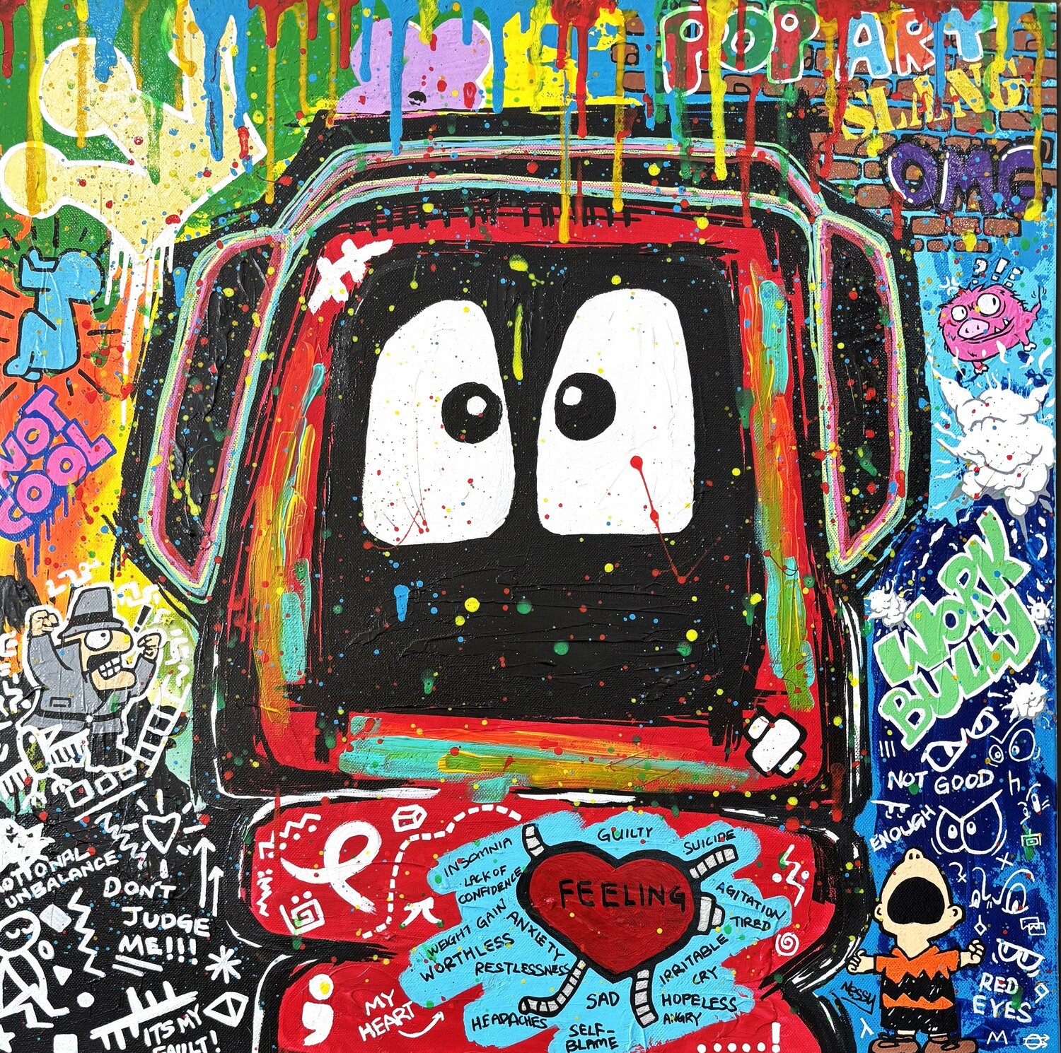 Hoodie Boy - Bullied Nessy Original painting for sale