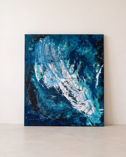 Blue White Splash by Paola Torsiello, Painting for Sale on Select