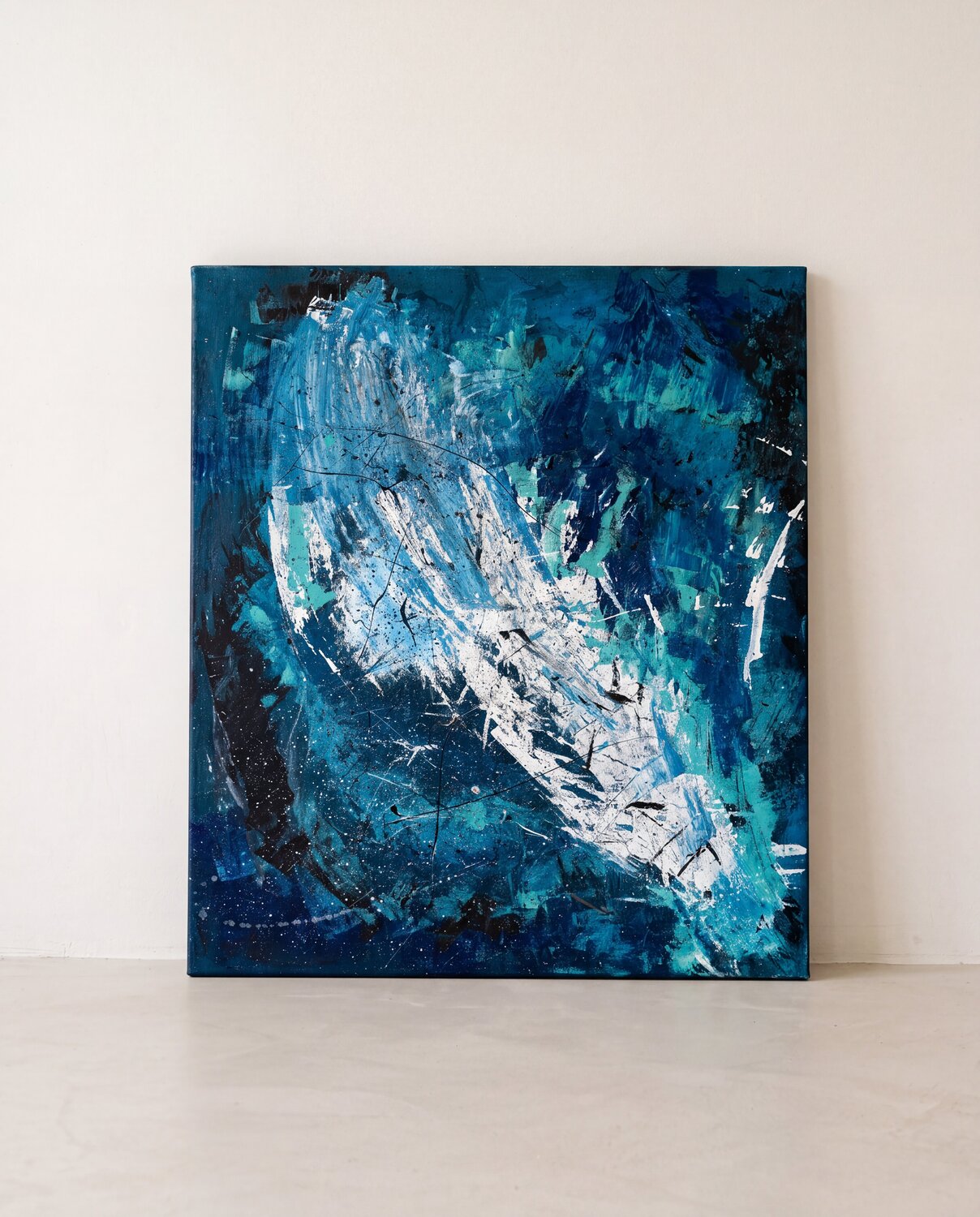 Blue White Splash Paola Torsiello Original painting for sale