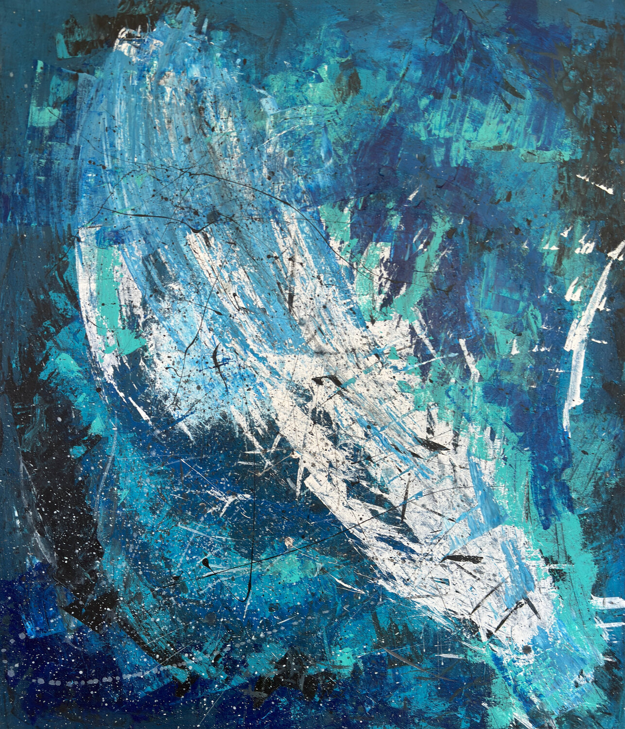 Blue White Splash Paola Torsiello Originalgemälde zu verkaufen
