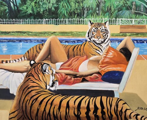 Dolce Vita aux tigres von Pierre-Yves Blasco, Malerei kaufen auf Select