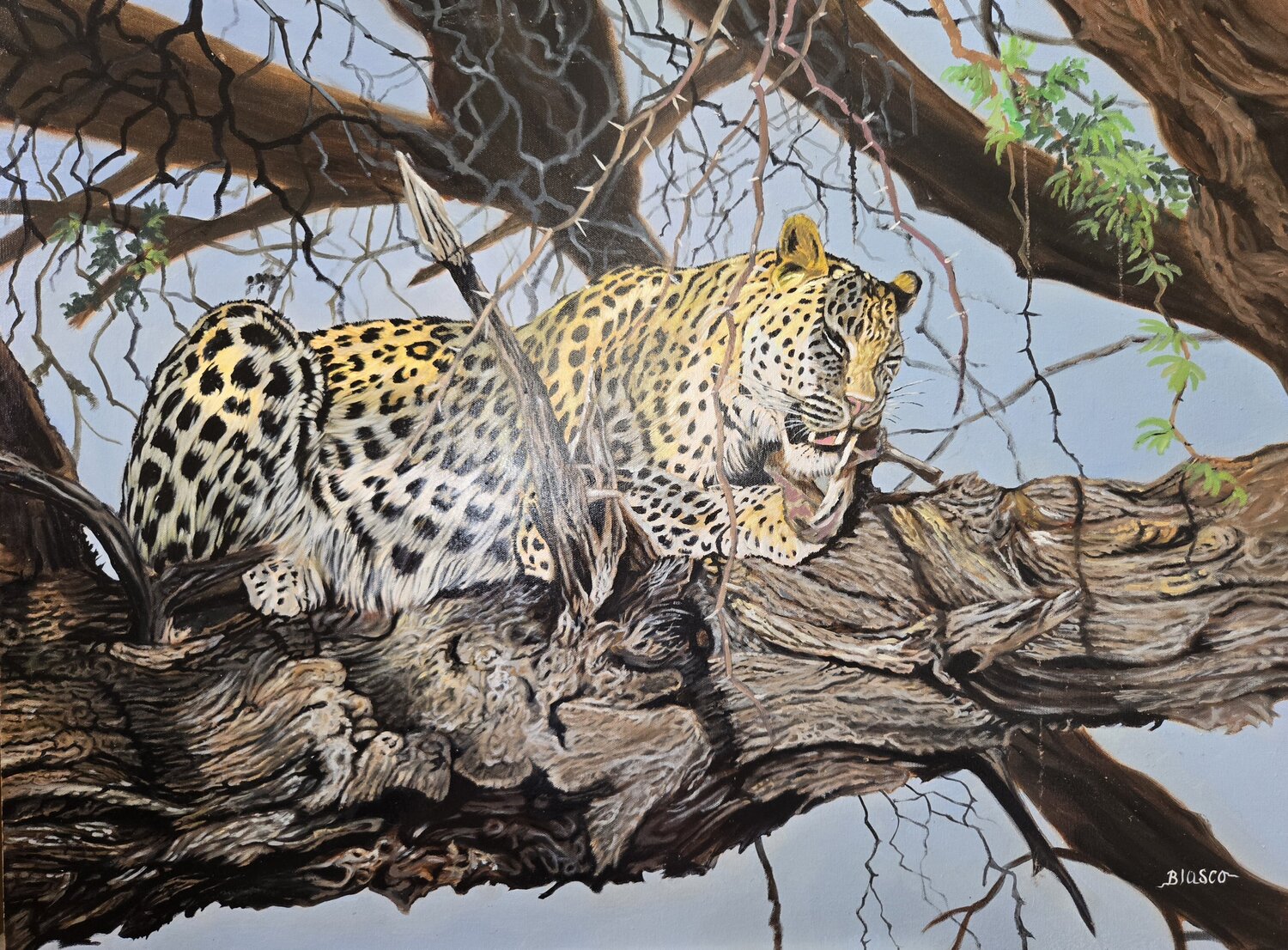 Le repos du chasseur Pierre-Yves Blasco Original painting for sale