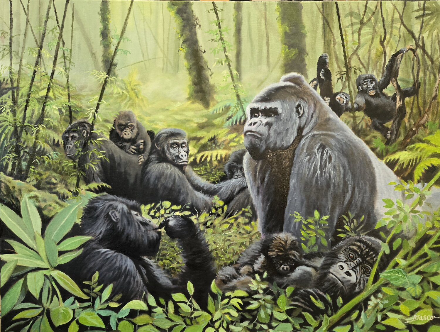 Les esprits de la forêt Pierre-Yves Blasco Original painting for sale
