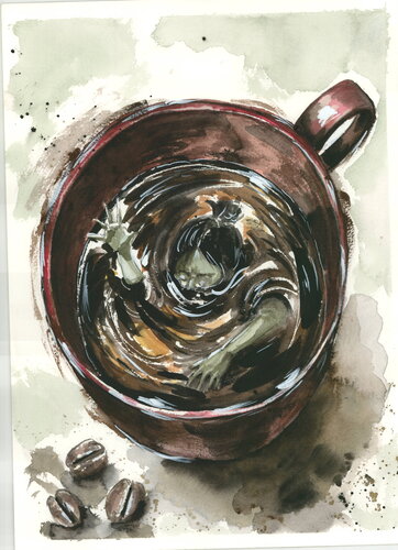 Café. No es por gusto. Es por algo más. by Aurelia Feral, Painting for Sale on Select