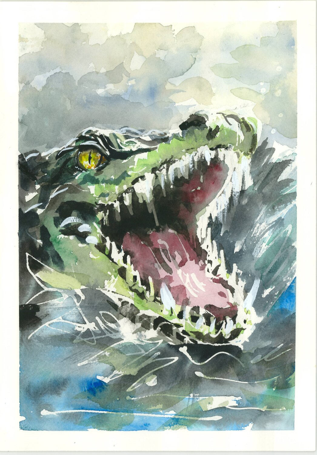 Cocodrilo. No es furia. Es decisión. | Crocodile. It’s not rage. It’s determination. Aurelia Feral Original painting for sale