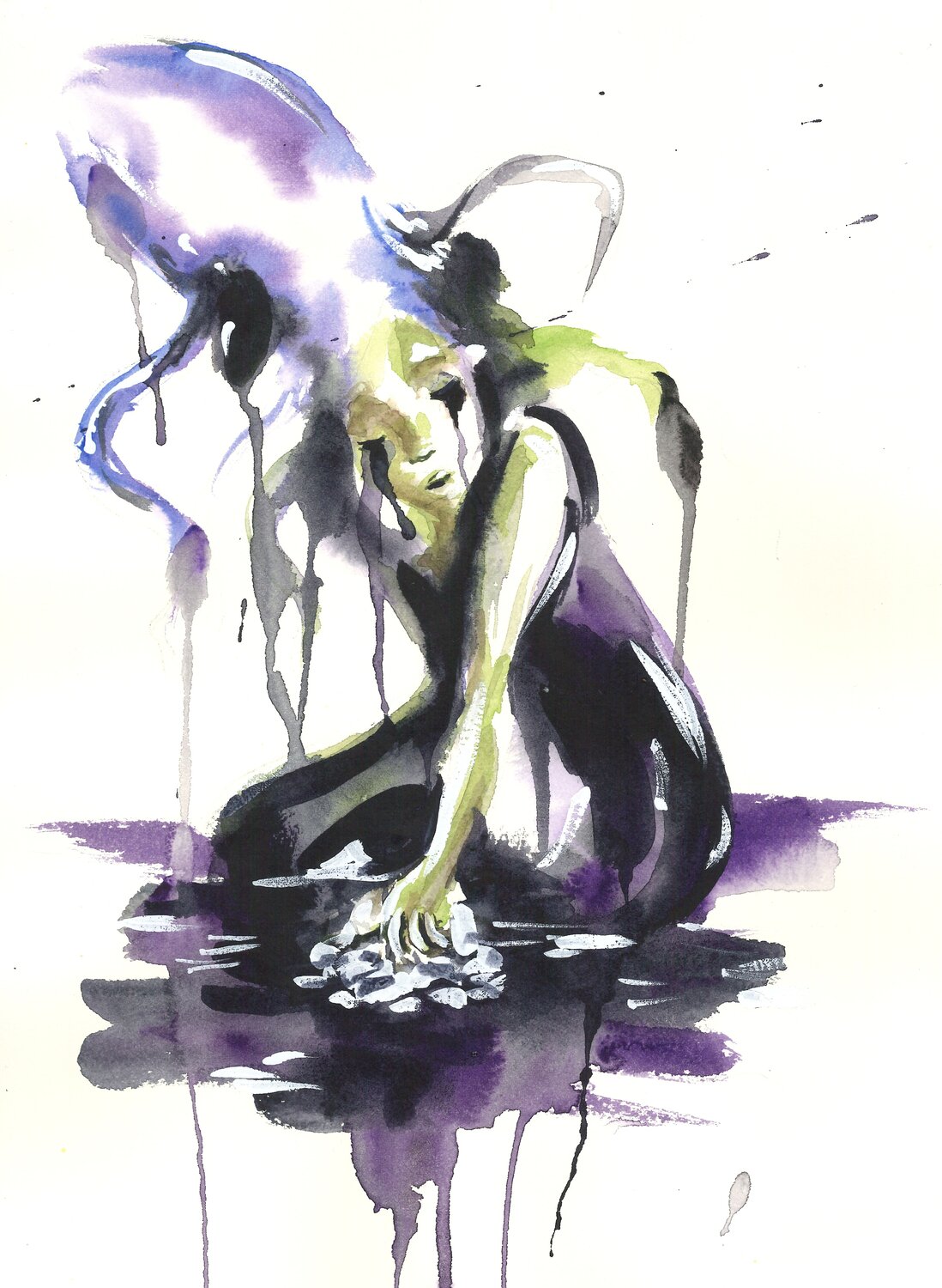 Que no se note el dolor. La tinta era defensa. La vergüenza vino después. Aurelia Feral Original painting for sale