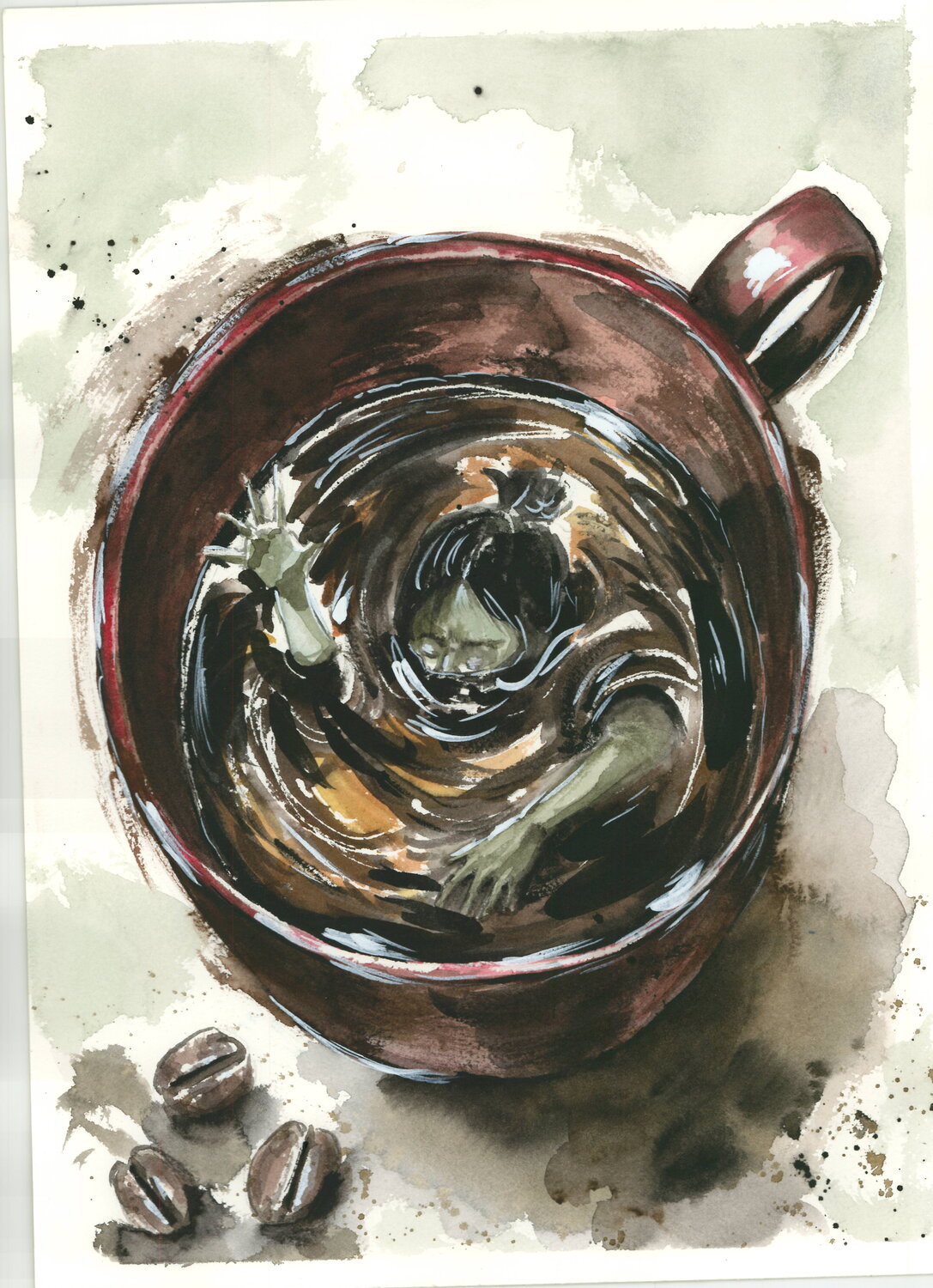Café. No es por gusto. Es por algo más. Aurelia Feral Original painting for sale