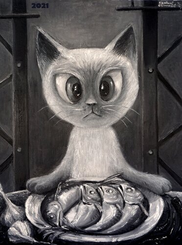 Cat by Chaiwat Chinnasot, Painting for Sale on Select