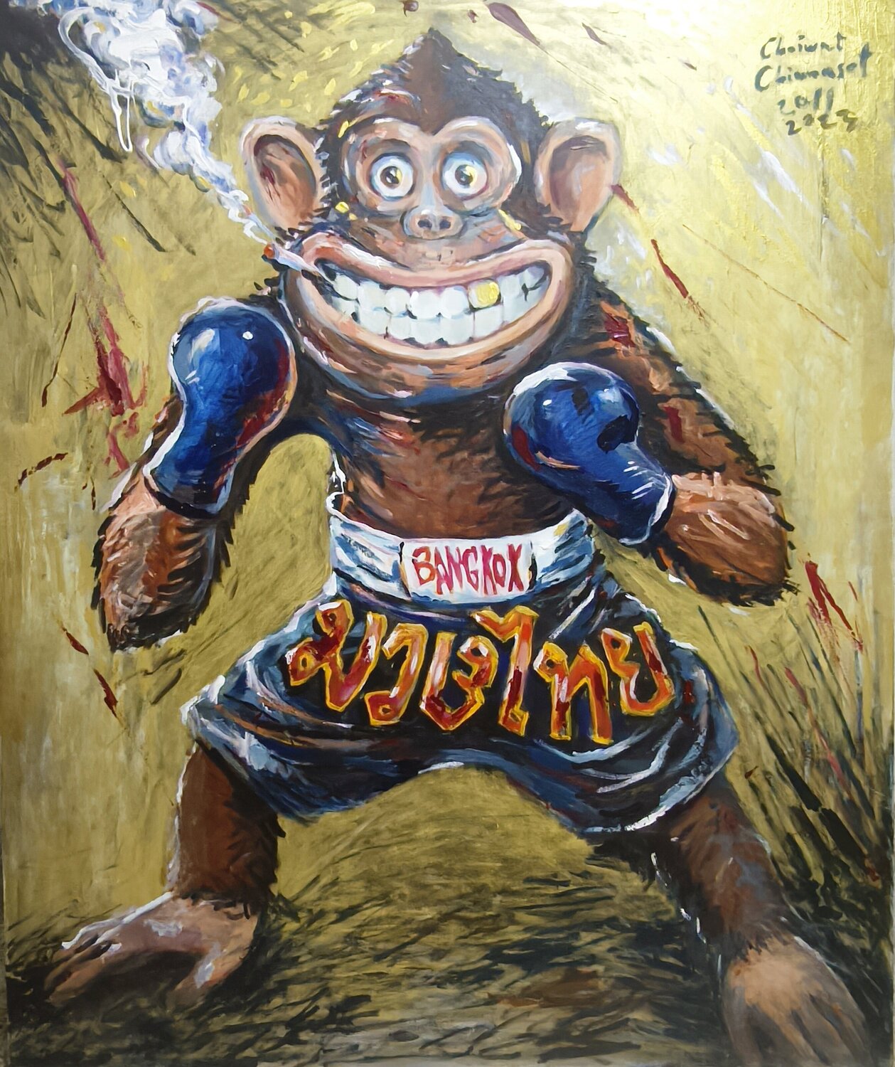 Muay Thai Chaiwat Chinnasot Original painting for sale