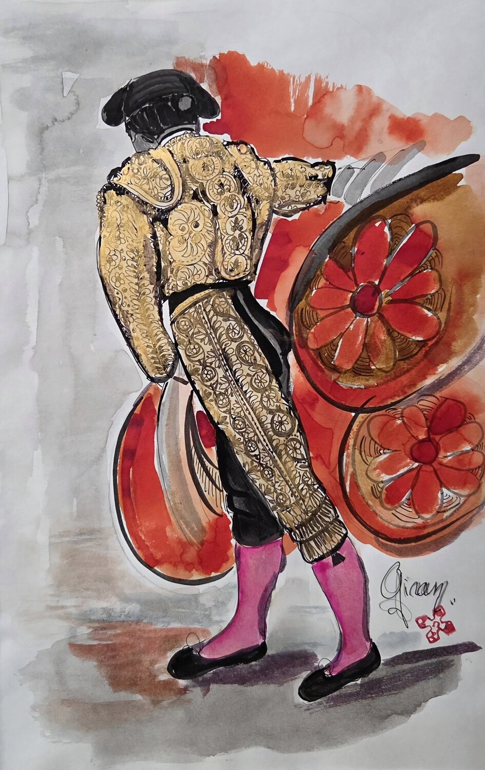 Passe de dis Christiane Giran Drawing for sale