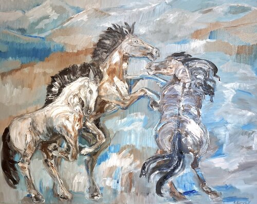 Clash on the Alps by Liz Lovell, Painting for Sale on Select