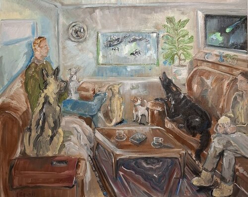 Movie Night Meteorite by Liz Lovell, Painting for Sale on Select