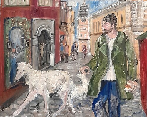 Walking in Gamla Stan by Liz Lovell, Painting for Sale on Select