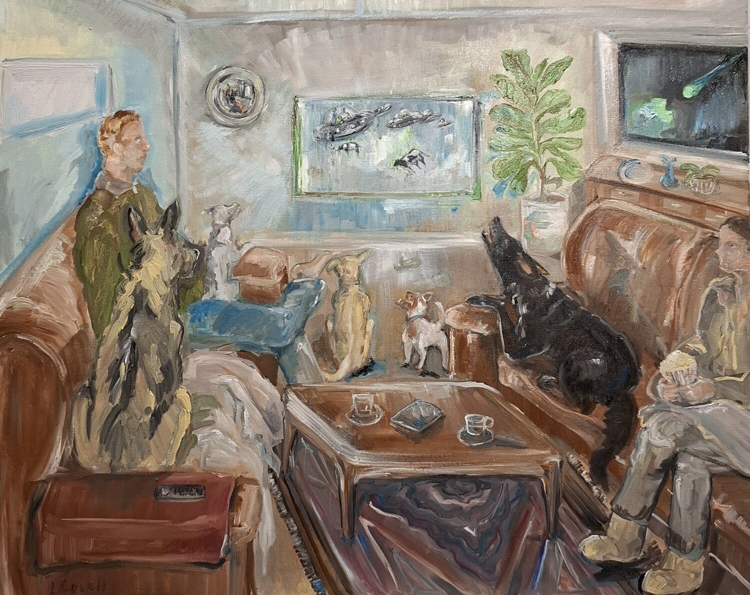 Movie Night Meteorite Liz Lovell Original painting for sale