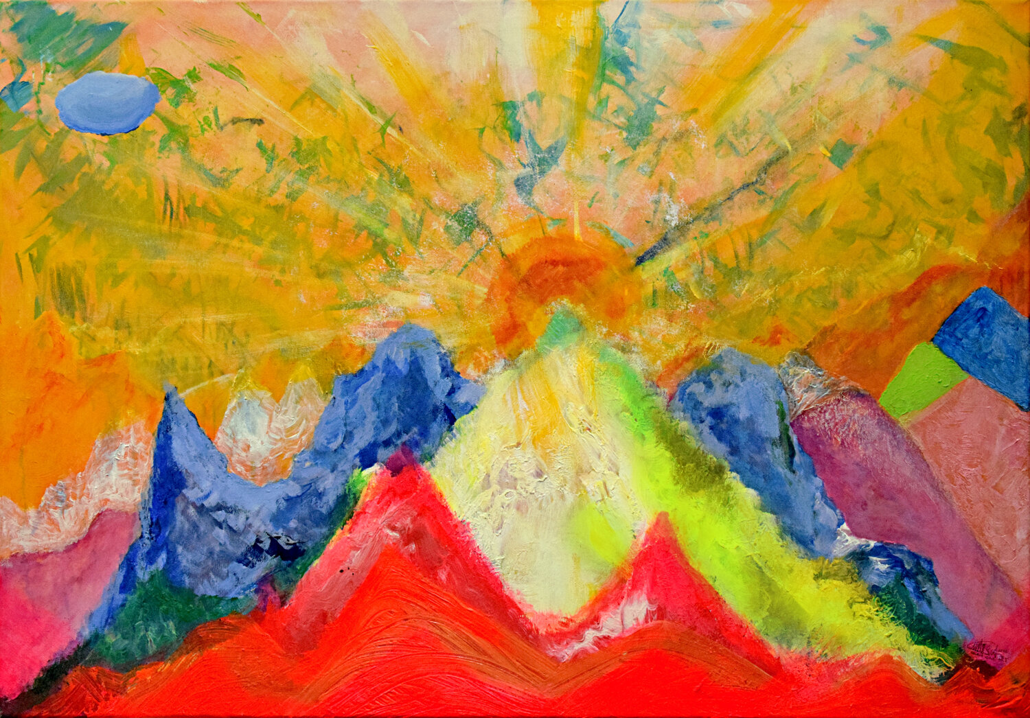 Family Mountain Trip 1 Teo Sirio Sica Original painting for sale