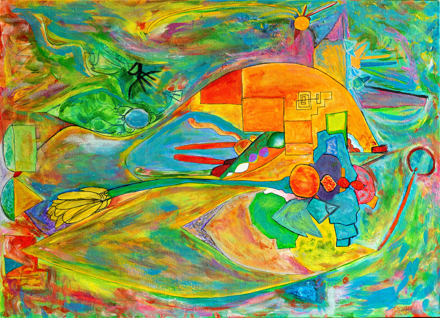 Follow the Orange Turtle Teo Sirio Sica Original painting for sale