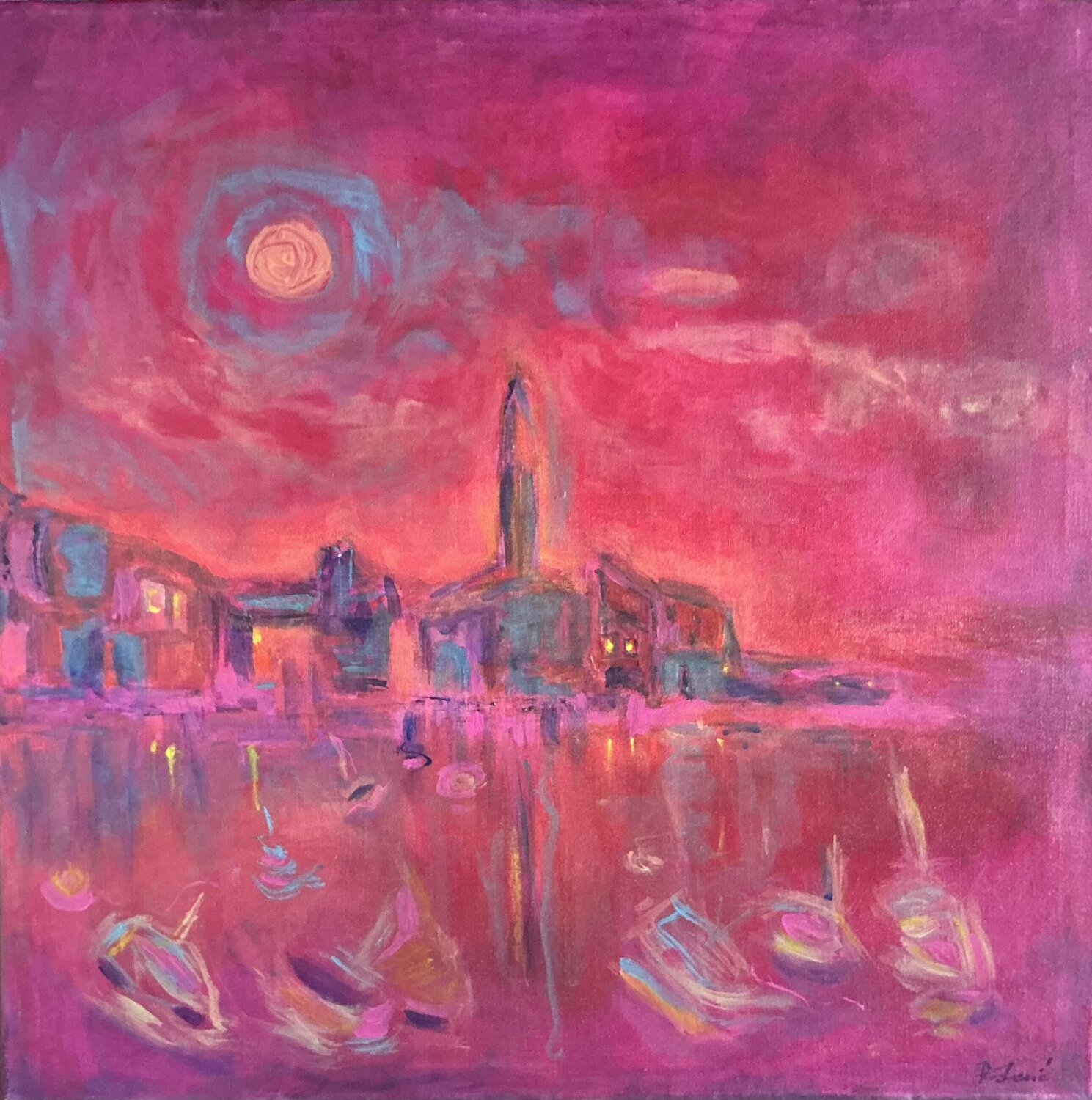 Impression: crimson Ksenija Puškarić Original painting for sale