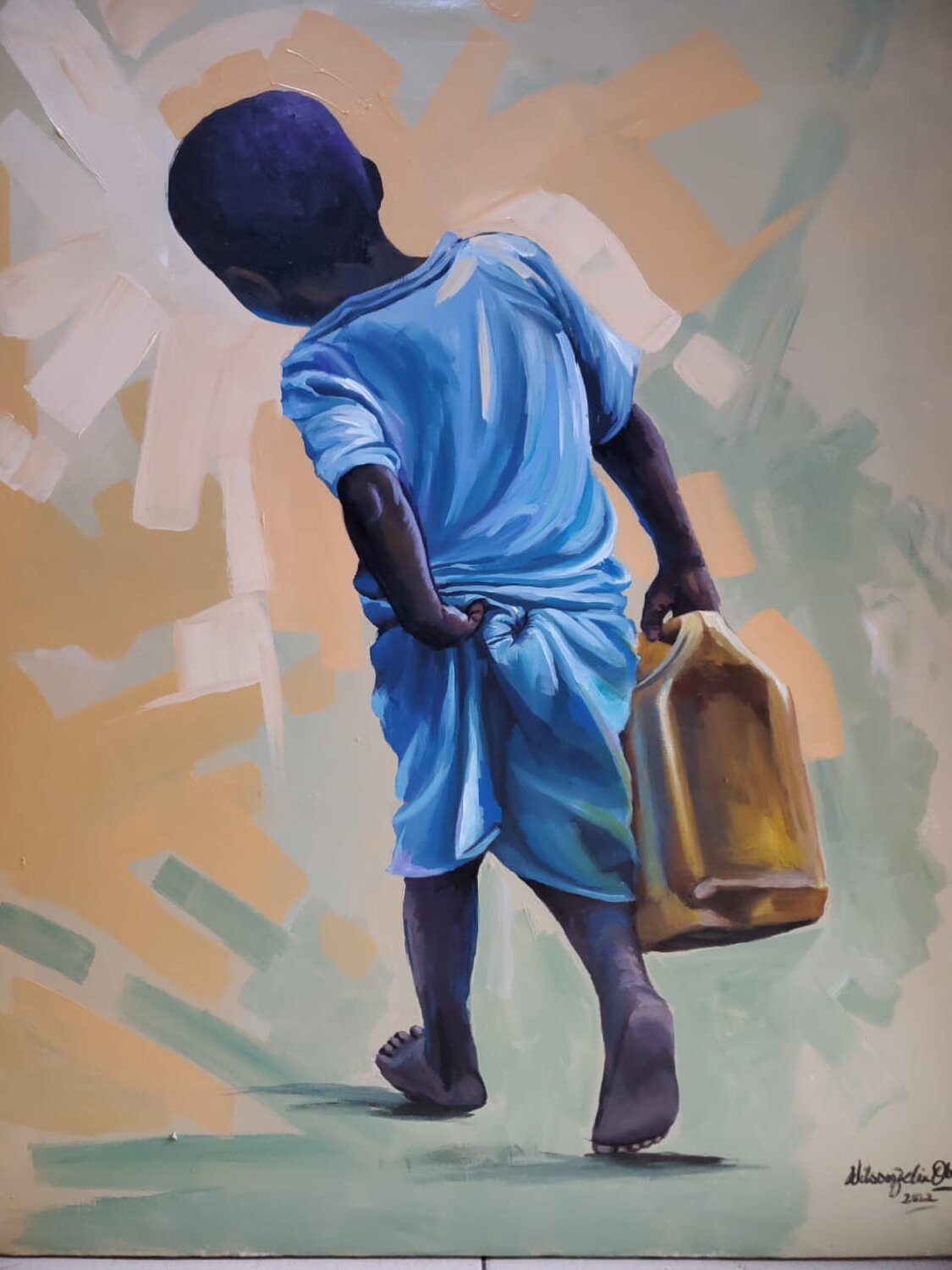 "My Early Weight" Wilson Felix Olugu Original painting for sale