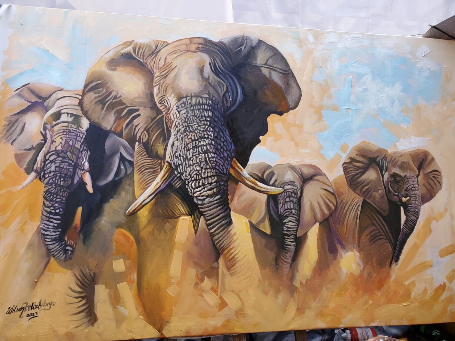 "Guardian of the Wild" Wilson Felix Olugu Original painting for sale