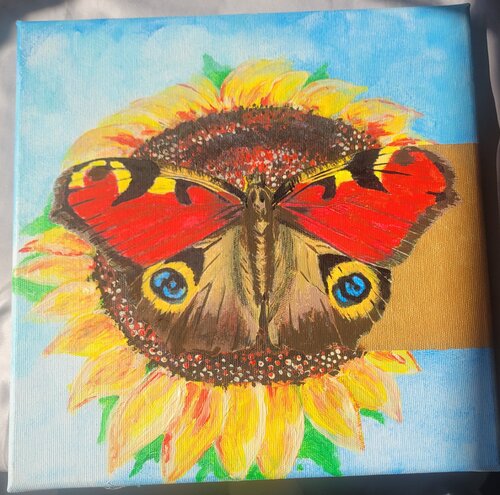 Look, a Butterfly Sat on the Sunflower Painting by Frederica Henrieta Lecornu, Painting for Sale on Select