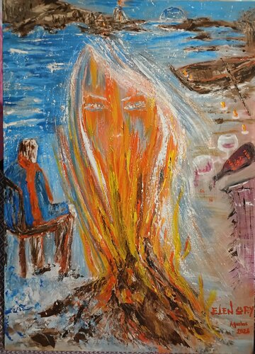 FAREWELL IN THE FLAMES by Elen Fılız Yıldırım, Painting for Sale on Select