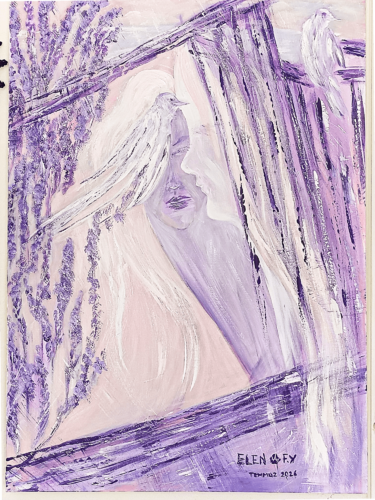 THE COLOR OF WAITING : LAVENDER by Elen Fılız Yıldırım, Painting for Sale on Select