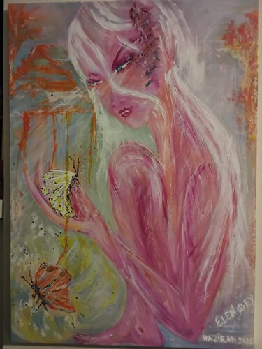 THE BUTTERFLY'S LOVE by Elen Fılız Yıldırım, Painting for Sale on Select