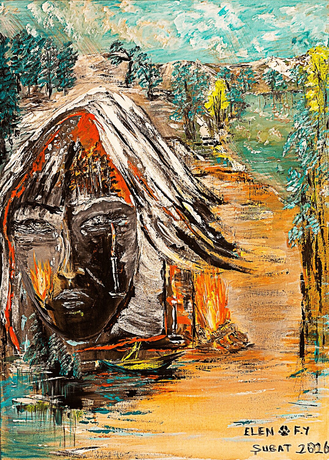 EMBER OF MY HEART Elen Fılız Yıldırım Original painting for sale