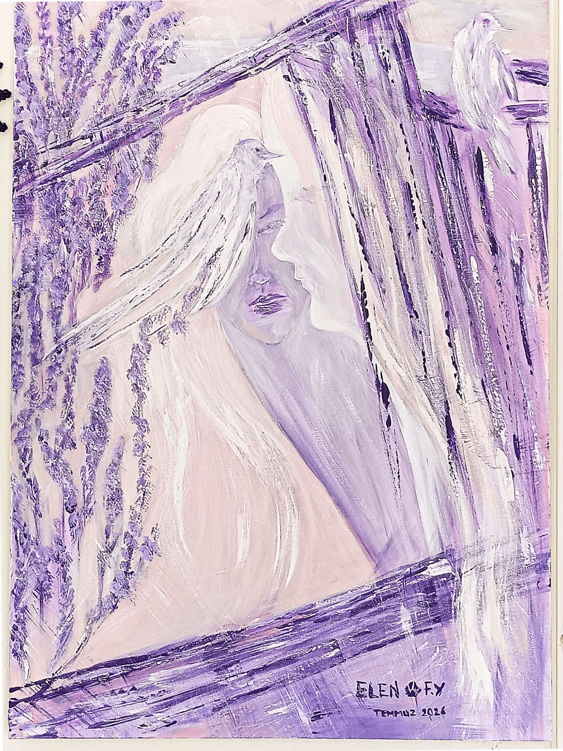 THE COLOR OF WAITING : LAVENDER Elen Fılız Yıldırım Original painting for sale