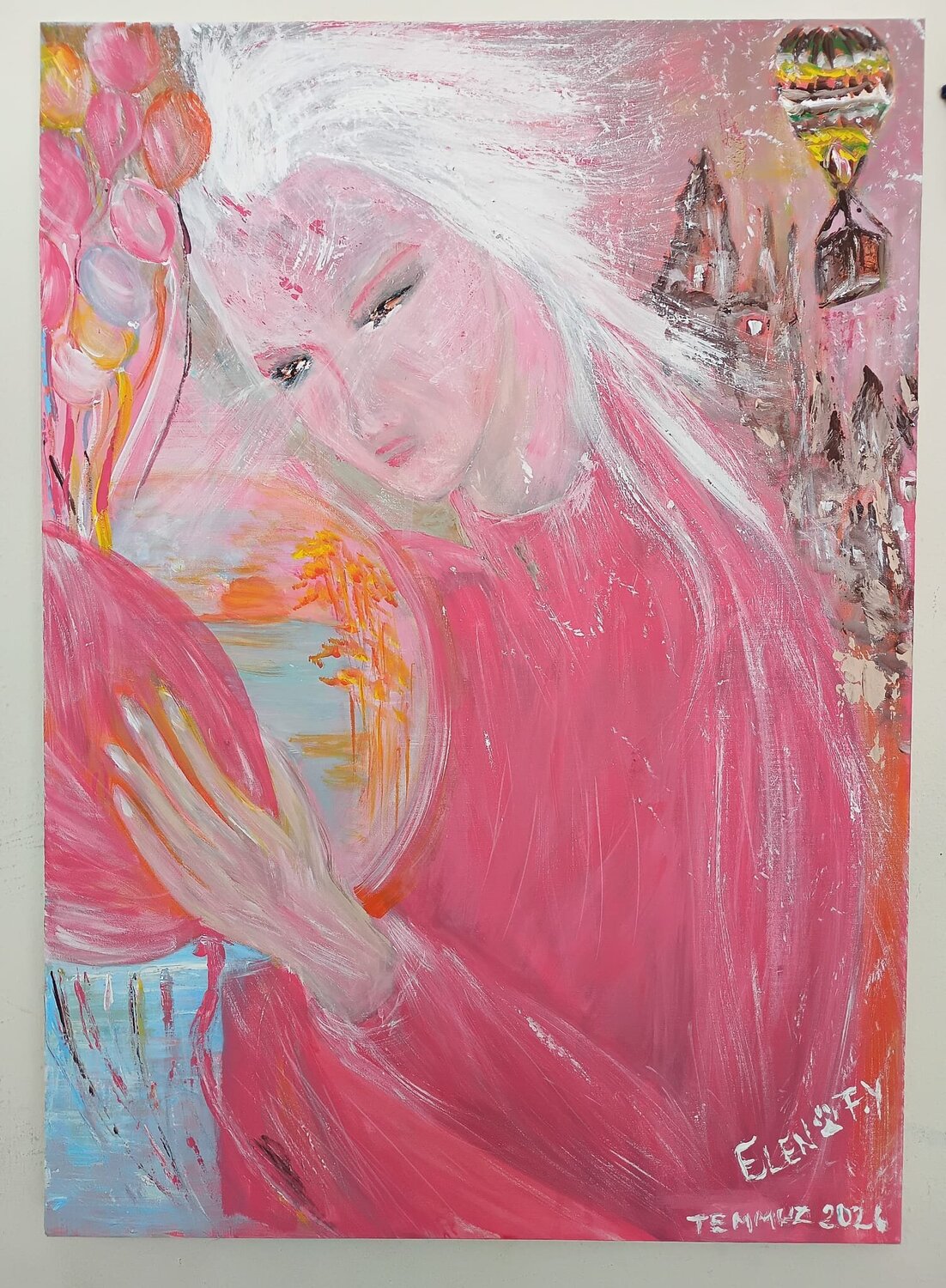 A Balloon Passed Through Me Elen Fılız Yıldırım Original painting for sale
